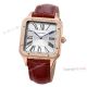 New Faux Cartier Santos-Dumont Rose Gold Couple Watch With Diamonds Bezel Brown Leather Band (3)_th.jpg